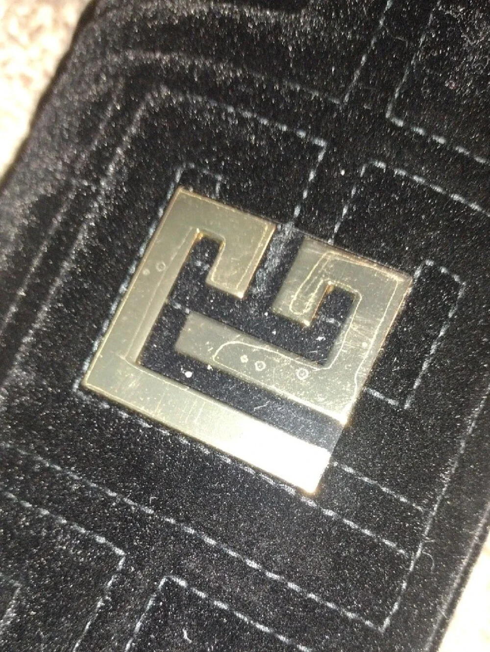 Balmain Black Quilted Velvet Pouch with Gold Hardware
